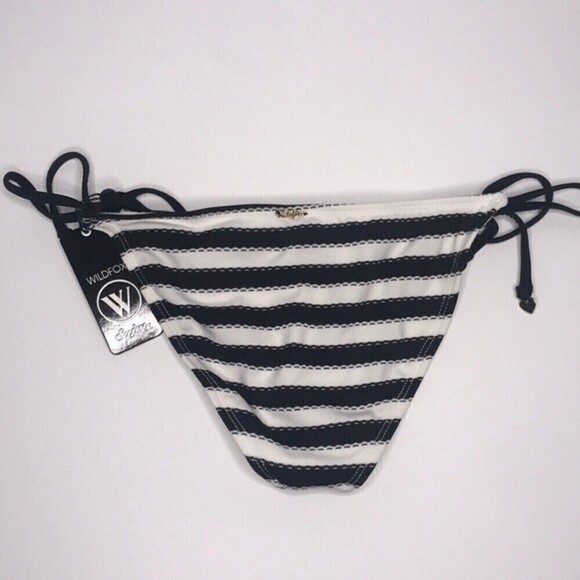 WIldfox Striped Dreamhouse Bikini Adjustable Tie Swim Bottoms Size Large - Picture 6 of 8